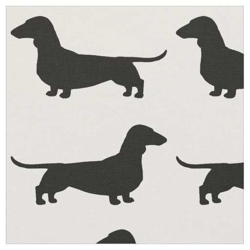 Dachshund Silhouettes Pattern Black and White Fabric