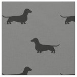 Dachshund Silhouettes Pattern Gray and Black Fabric