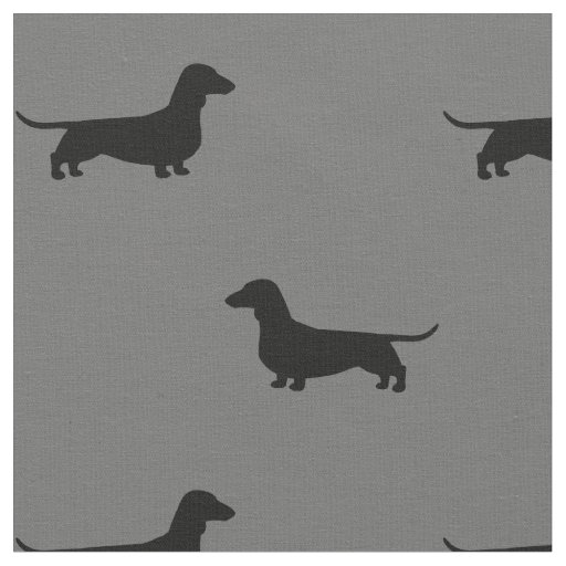Dachshund Silhouettes Pattern Gray and Black Fabric