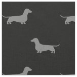 Dachshund Silhouettes Pattern Grey and Black Fabric