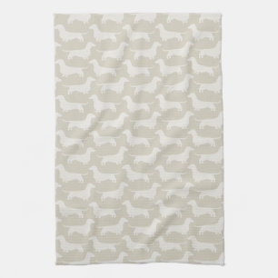 Dachshund Silhouettes Pattern Kitchen Towel