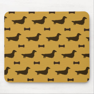 Dachshund Silhouettes Pattern (Long Hair Dachshund Mouse Pad
