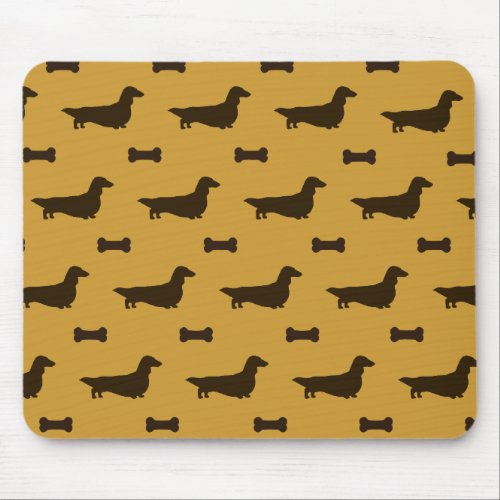 Dachshund Silhouettes Pattern Long Hair Dachsies Mouse Pad