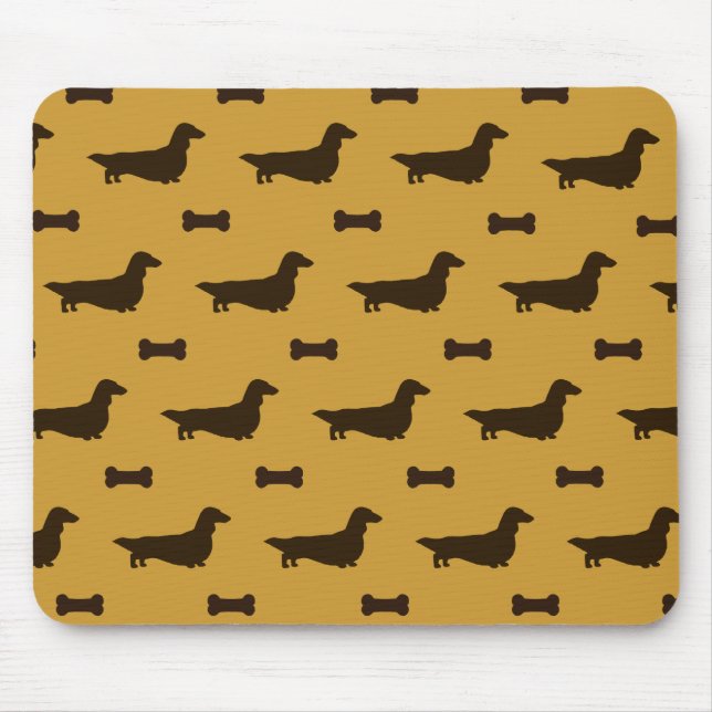 Dachshund Silhouettes Pattern (Long Hair Dachsies) Mouse Pad (Front)