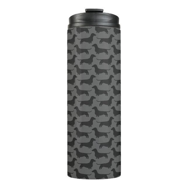 Dachshund Silhouettes Pattern Thermal Tumbler (Front)