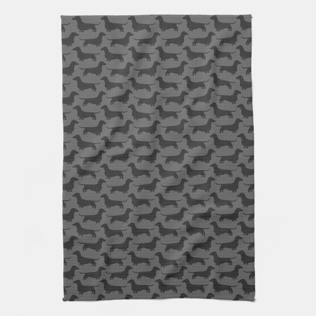 Dachshund Silhouettes Pattern Towel (Vertical)