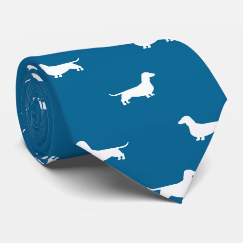 Dachshund Silhouettes Pattern Wiener Dogs Blue Tie