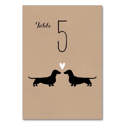 Dachshund Silhouettes Wedding Reception Table Number