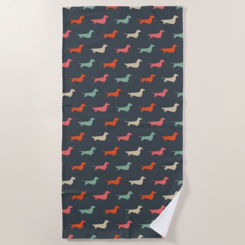 Dachshund Silhouettes Wiener Dog Lovers Beach Towel