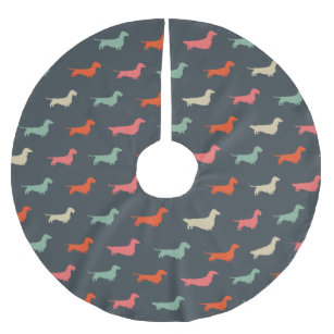 Dachshund Silhouettes Wiener Dog Lover's Brushed Polyester Tree Skirt