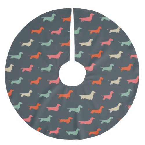 Dachshund Silhouettes Wiener Dog Lovers Brushed Polyester Tree Skirt