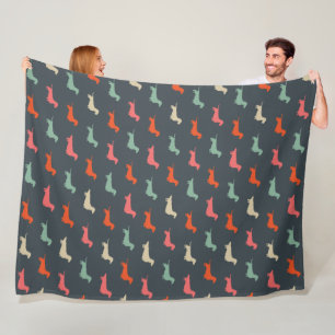 Dachshund Silhouettes Wiener Dog Lover's Fleece Blanket