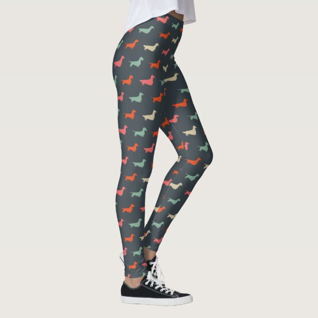 Dachshund Silhouettes Wiener Dog Lover's Leggings (Right)