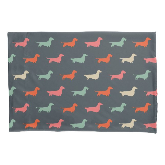 Dachshund Silhouettes Wiener Dog Lover's Pillow Case (Front)