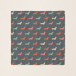 Dachshund Silhouettes Wiener Dog Lover's Scarf<br><div class="desc">Dachshunds Scarf. Colorful silhouettes pattern with long haired,  wirehaired and smooth coated wiener dogs. Visit Jenn’s Doodle World for even more products with this fun Doxies design,  as well as more dog breed themed gifts.</div>