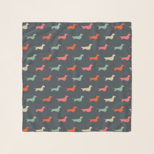 Dachshund Silhouettes Wiener Dog Lover's Scarf (Front)