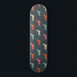 Dachshund Silhouettes Wiener Dog Lover's Skateboard<br><div class="desc">Dachshund Lover's Skateboard. Colorful silhouettes pattern with long haired,  wirehaired and smooth coated wiener dogs. Visit Jenn’s Doodle World for even more products with this fun Doxies design,  as well as more dog breed themed gifts.</div>