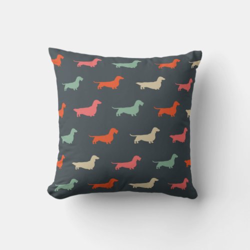 Dachshund Silhouettes Wiener Dog Lovers Throw Pillow