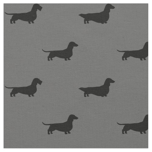 Dachshund Silhouettes  Wiener Dogs Black and Grey Fabric