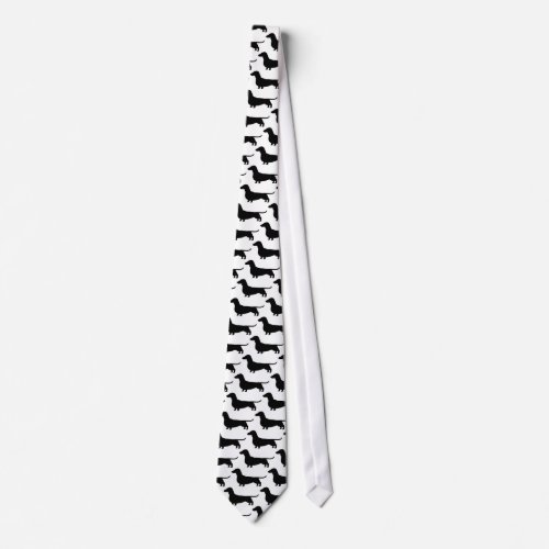 Dachshund Silhouettes Wiener Dogs Black and White Neck Tie