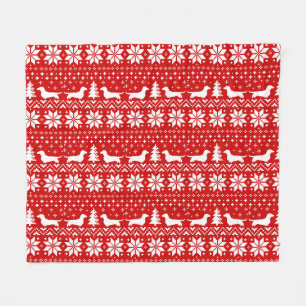 Dachshund Silhouettes   Wiener Dogs Christmas Fleece Blanket