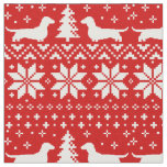 Dachshund Silhouettes Wiener Dogs Christmas Red Fabric