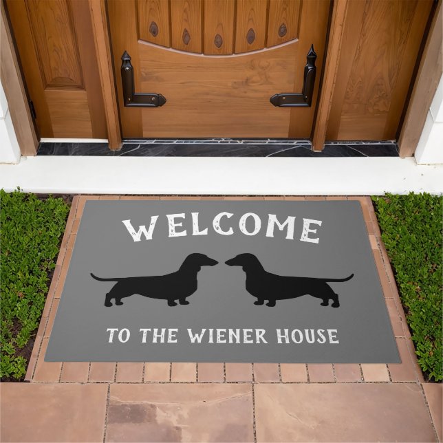 Dachshund Silhouettes Wiener Dogs Custom Doormat (Outdoor)