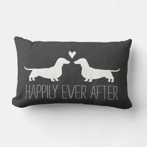 Dachshund Silhouettes with Heart Cute Dog Lovers Lumbar Pillow
