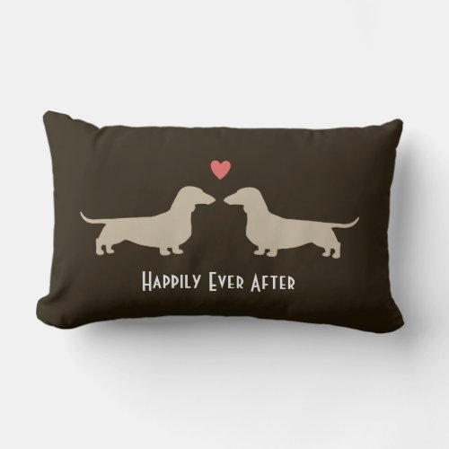 Dachshund Silhouettes with Heart Cute Dogs Lumbar Pillow