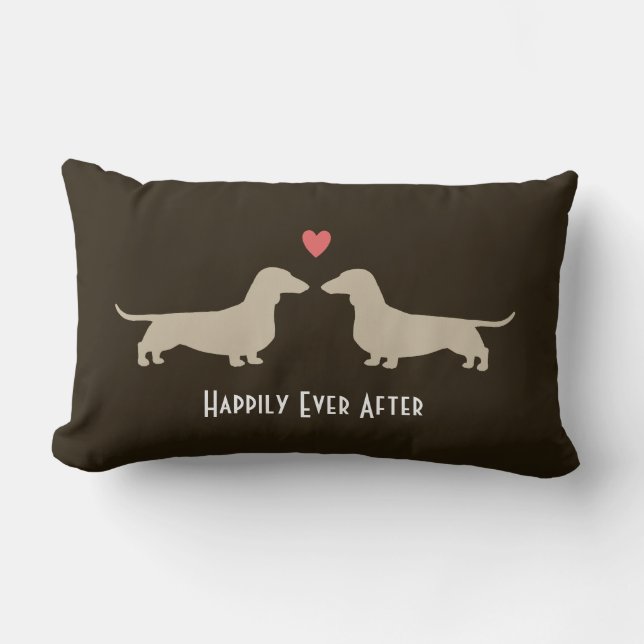 Dachshund Silhouettes with Heart Cute Dogs Lumbar Pillow (Front)