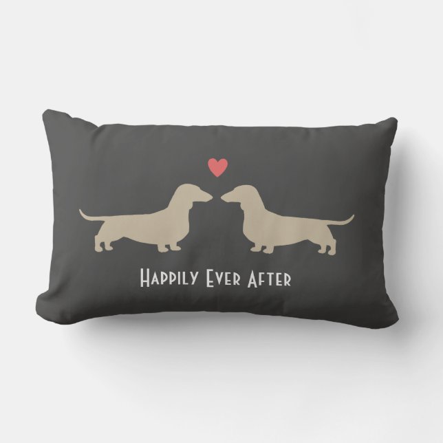 Dachshund Silhouettes with Heart Wiener Dogs Cute Lumbar Pillow (Front)