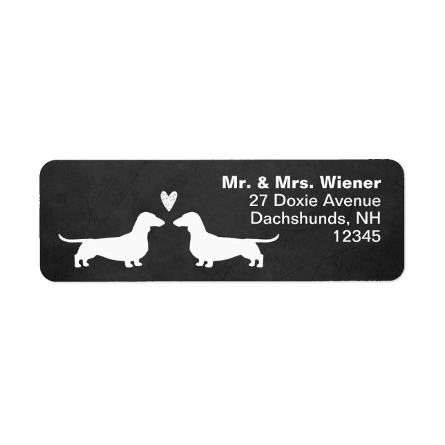 Dachshund Silhouettes with Heart Wiener Dogs Label (Front)