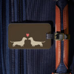 Dachshund Silhouettes with Heart | Wiener Dogs Luggage Tag<br><div class="desc">Keep track of your bag with this cute Wiener Dogs couple luggage tag. Dachshunds with heart and custom text. Easily personalize this sturdy acrylic luggage tag with your name and address. Makes a fun gift for newlyweds.</div>