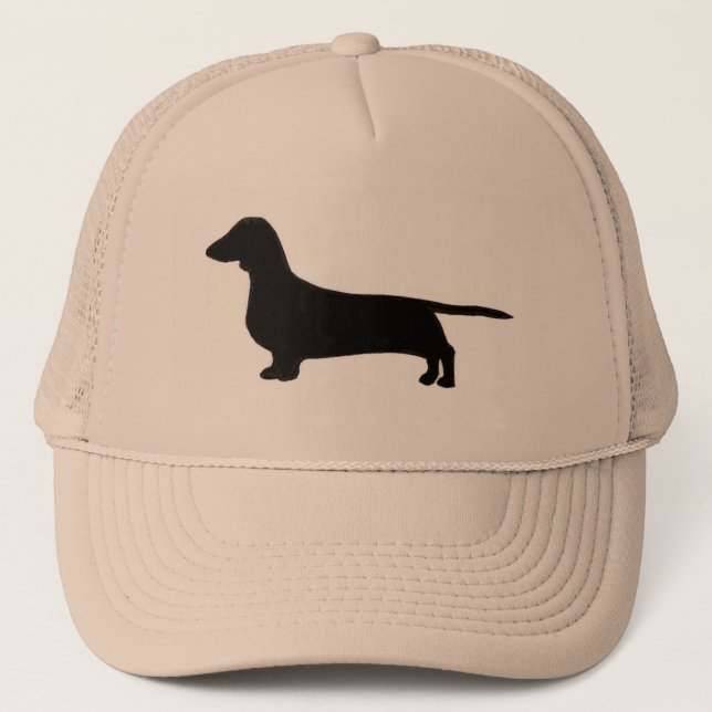 dachshund silo black.png trucker hat (Front)