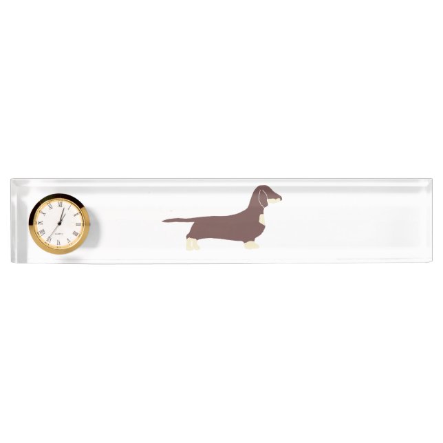 dachshund silo chocolate and cream desk name plate (Front)