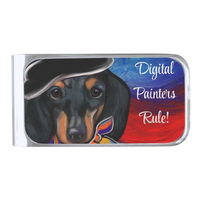DACHSHUND      SILVER FINISH MONEY CLIP (Front)
