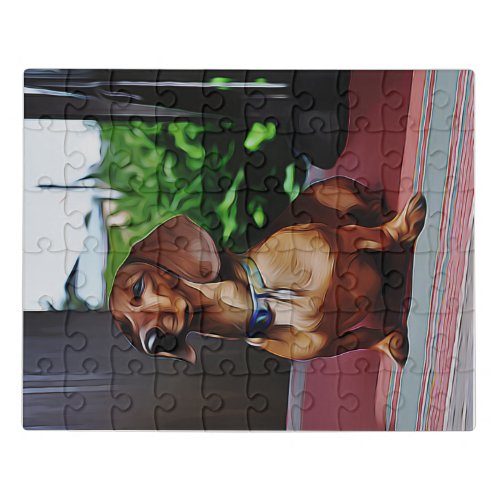 Dachshund Sits On Porch Of Country House Birthday  Jigsaw Puzzle