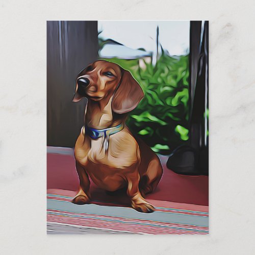 Dachshund Sits On Porch Of Country House Birthday  Postcard