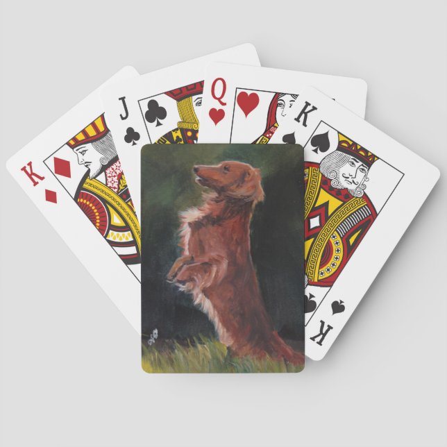 Dachshund Sitting Up Dog Art Playing Cards (Back)