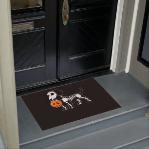 Dachshund Skeleton Halloween Doormat