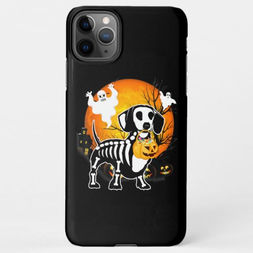 Dachshund Skeleton Halloween Happy Pumpkin Gift iPhone 11Pro Max Case