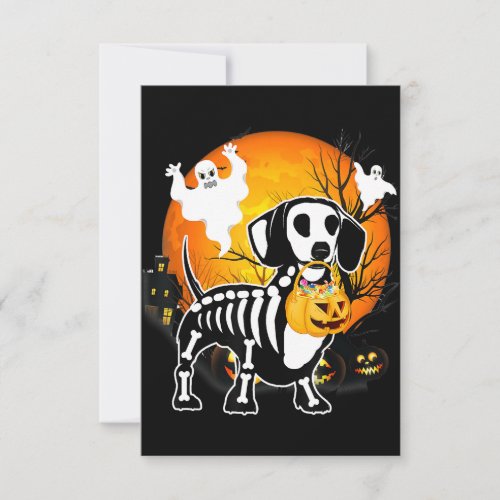 Dachshund Skeleton Halloween Happy Pumpkin Gift Thank You Card