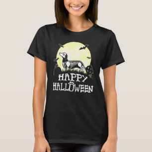 Dachshund Skeleton Halloween Happy Pumpkin T-Shirt