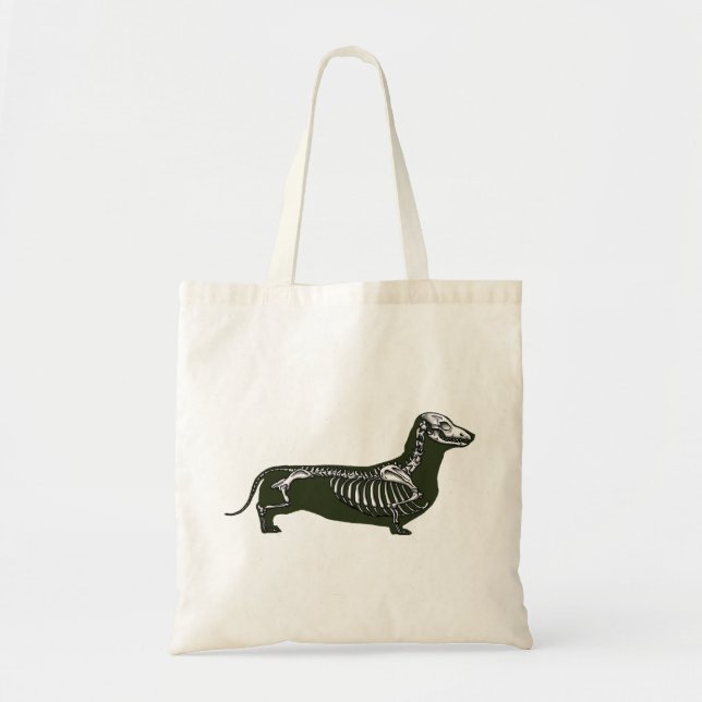 dachshund skeleton tote bag (Front)