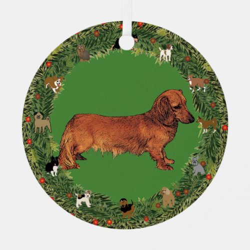 Dachshund Sketch Christmas Metal Ornament