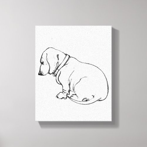 dachshund sketch on stretched canvas