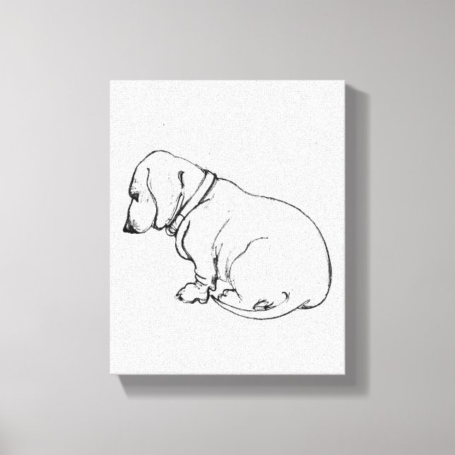 dachshund sketch on stretched canvas print (Front)
