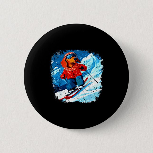 Dachshund ski  button (Front)