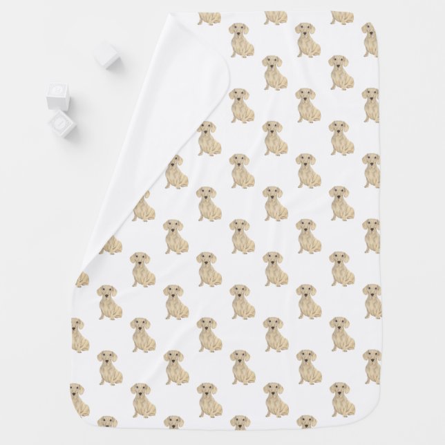 Dachshund (Smooth, Cream) Baby Blanket (In Situ)