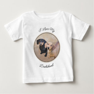 Dachshund (Smooth) Painting - Original Dog Art Baby T-Shirt